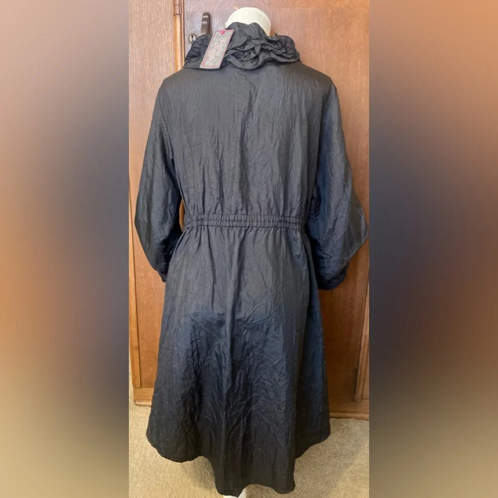 NWT - Pretty Angel Black Ruffled Trench Coat, sz XL - Picture 2 of 5